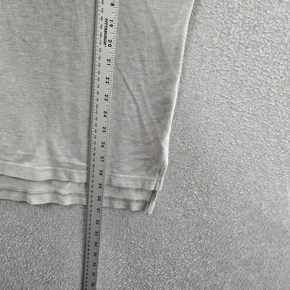 VINTAGE Polo Jeans Men Polo LARGE Gray Embroidered Text Button Logo Short Sleeve